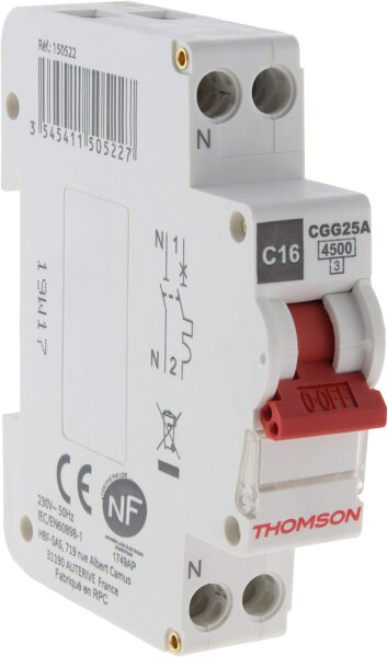 Thomson Leitungsschutzschalter PH+N 16A NF Trennleistung 4,5 KA