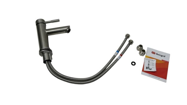 Ibergrif Waschtischarmatur Wasserhahn Bad Edelstahl Waschbeckenarmatur, M11103