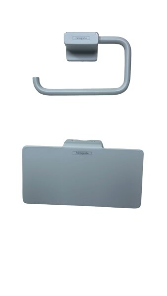 hansgrohe Toilettenpapierhalter AddStoris, Klopapierhalter mit Ablage, Mattweiß