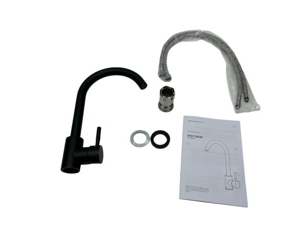 Küchenarmatur Spültischarmatur Wasserhahn Hochdruck G3/8 Anschluss Schwarz