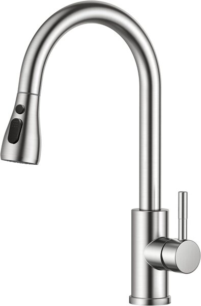 FORIOUS Wasserhahn Küche Hochdruck Küchenarmatur mit Herausziehbarer Brause