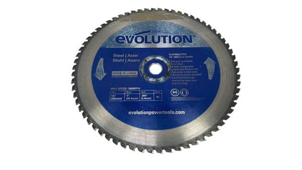 Evolution Sägeblatt 355mm zum Schneiden von Baustahl, für Kreissäge und Kappsäge