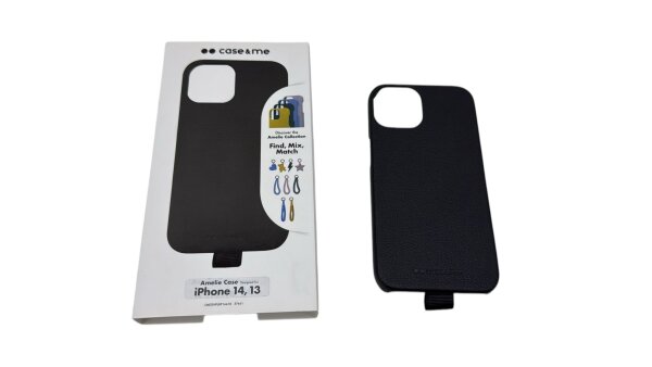 Schutzhülle Iphone 14/13 Handyhülle Lederoptik Mikrofaser-Innenfutter Schwarz
