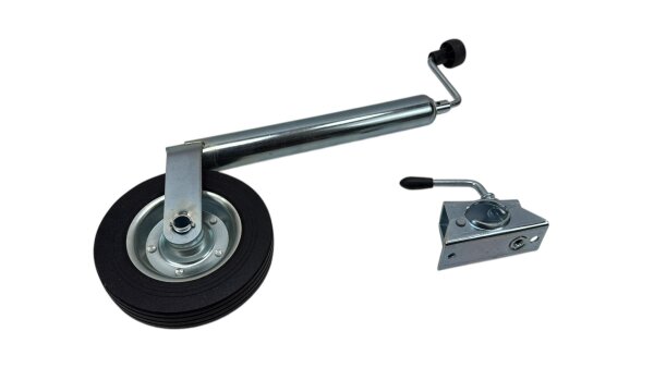 Anhängerstützrad 650kg Kurbelstütze mit Stahlfelge, Klemmhalter & Kurbel