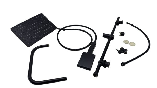 Schütte Regendusche Duschsystem Duschset MALLORCA mit 3 Strahlarten Schwarz Matt