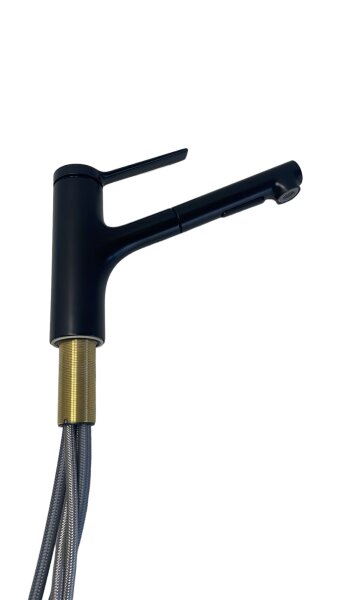 hansgrohe Küchenarmatur Zesis M33, Wasserhahn Küche mit Auslauf Höhe 150 mm, 150° drehbar, ausziehbar, 2 Strahlarten, Mattschwarz